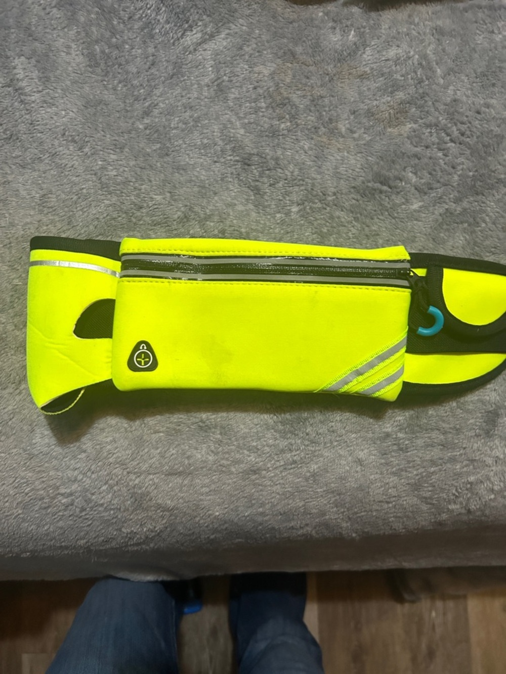 High-Visibility Neon Yellow Running Belt with Reflective Accents